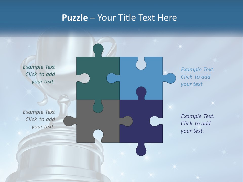A Silver Trophy On A Blue Background With Stars PowerPoint Template
