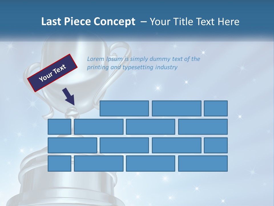 A Silver Trophy On A Blue Background With Stars PowerPoint Template