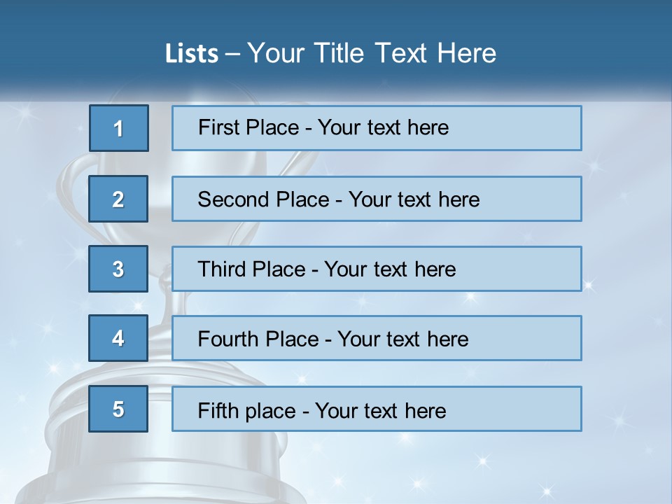 A Silver Trophy On A Blue Background With Stars PowerPoint Template