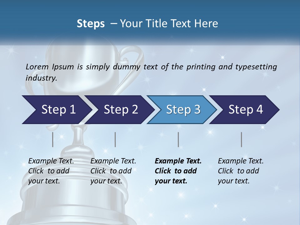A Silver Trophy On A Blue Background With Stars PowerPoint Template