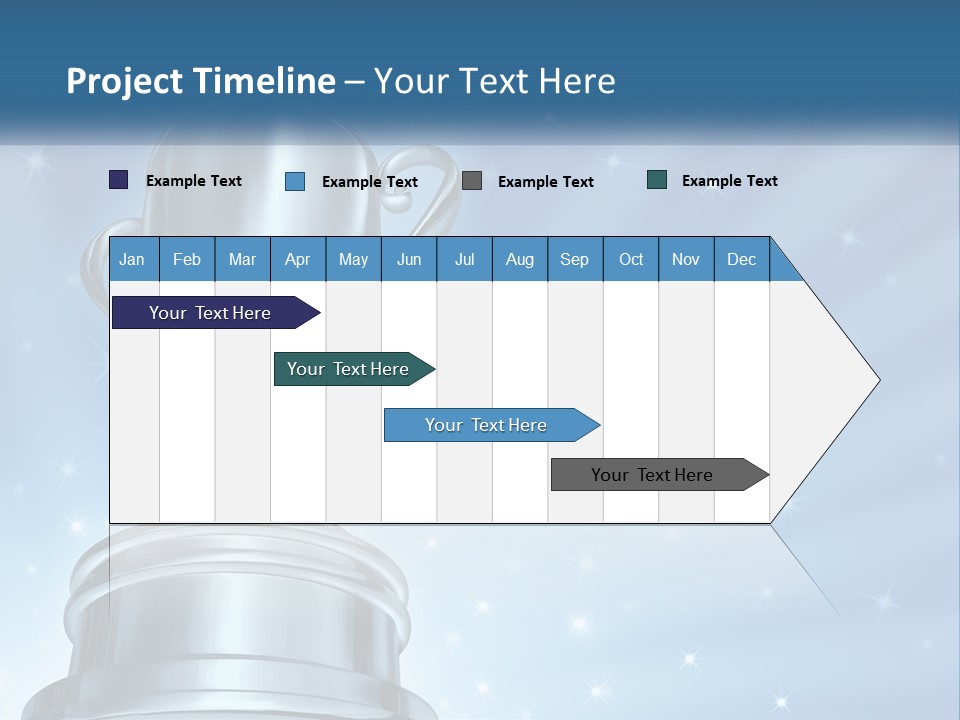 A Silver Trophy On A Blue Background With Stars PowerPoint Template