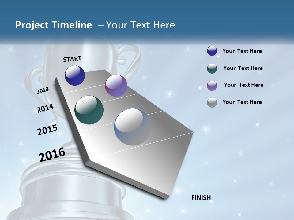 A Silver Trophy On A Blue Background With Stars PowerPoint Template