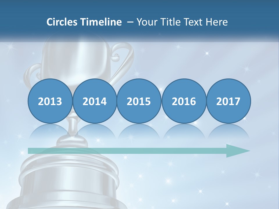 A Silver Trophy On A Blue Background With Stars PowerPoint Template