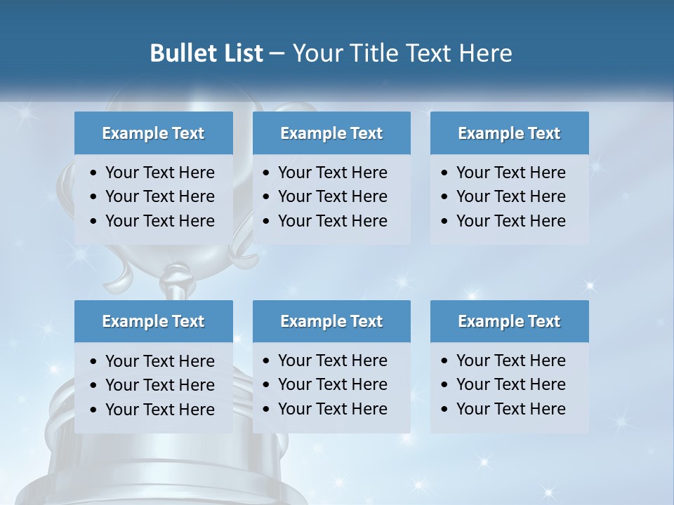 A Silver Trophy On A Blue Background With Stars PowerPoint Template