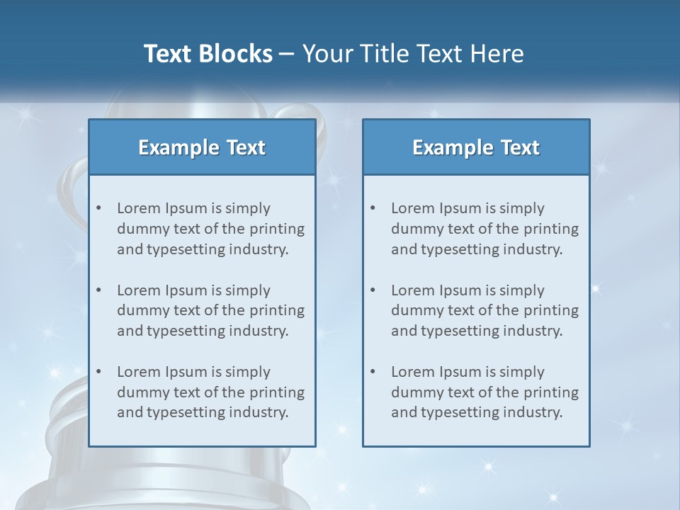 A Silver Trophy On A Blue Background With Stars PowerPoint Template