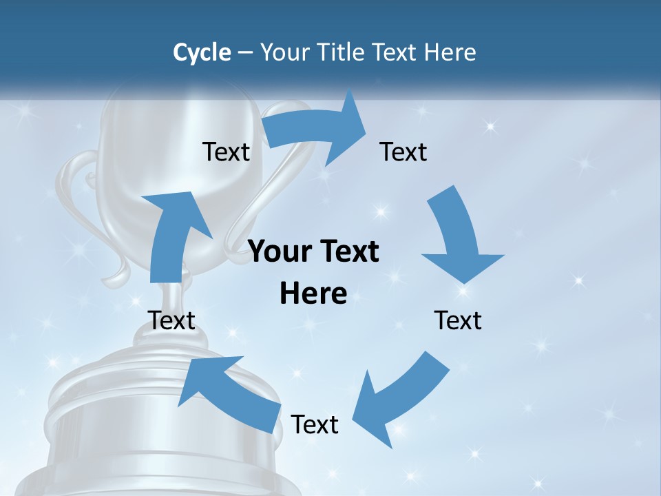 A Silver Trophy On A Blue Background With Stars PowerPoint Template