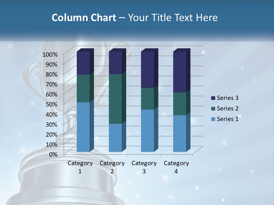 A Silver Trophy On A Blue Background With Stars PowerPoint Template