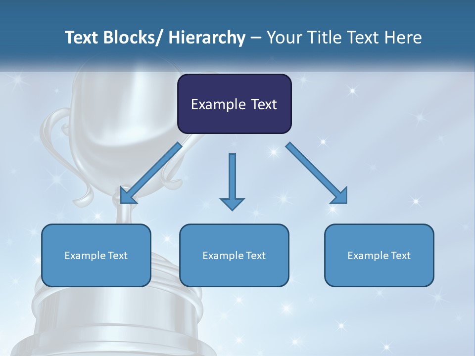 A Silver Trophy On A Blue Background With Stars PowerPoint Template