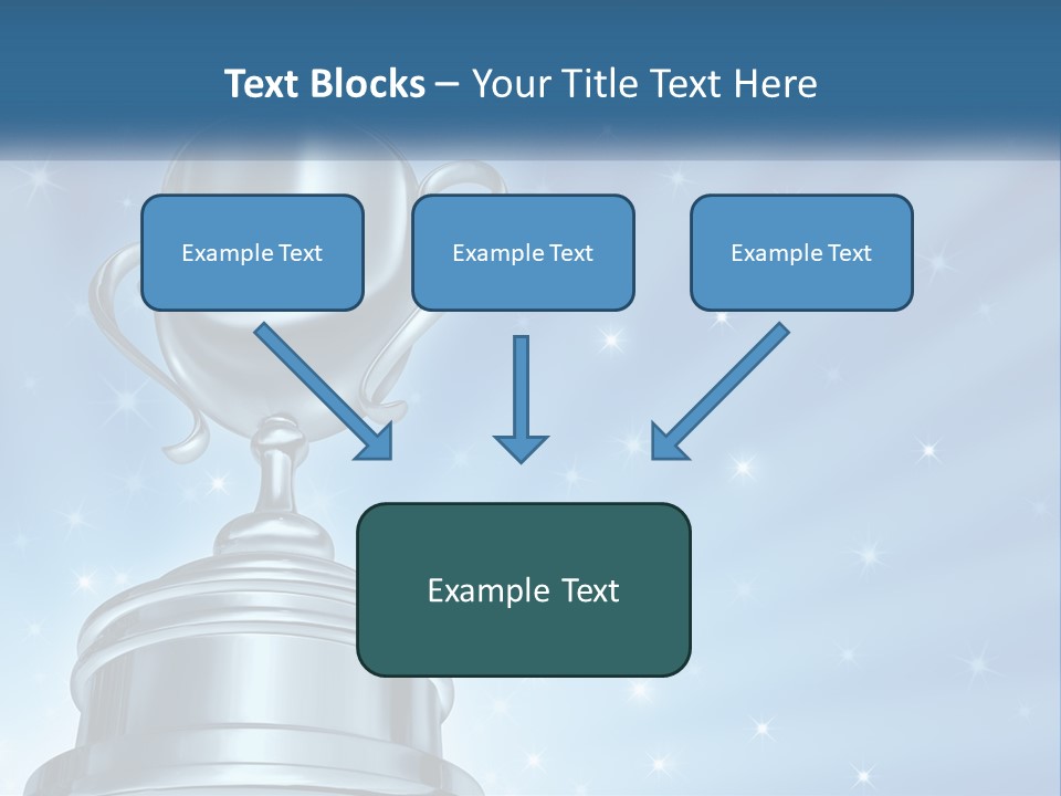 A Silver Trophy On A Blue Background With Stars PowerPoint Template