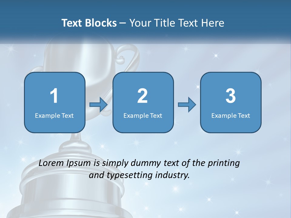 A Silver Trophy On A Blue Background With Stars PowerPoint Template