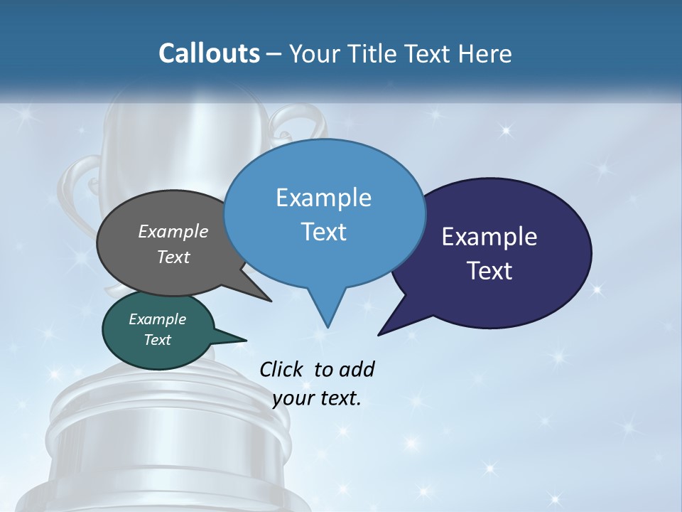 A Silver Trophy On A Blue Background With Stars PowerPoint Template