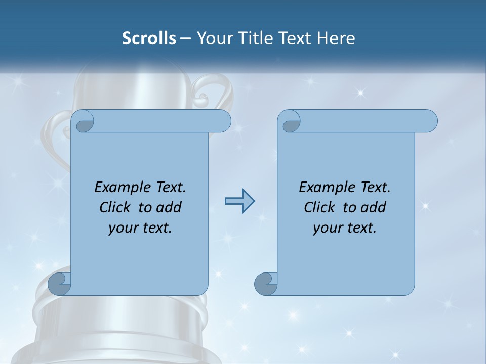 A Silver Trophy On A Blue Background With Stars PowerPoint Template
