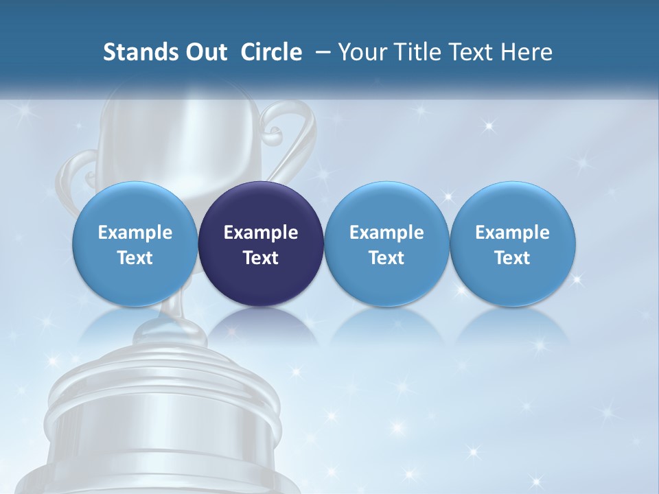 A Silver Trophy On A Blue Background With Stars PowerPoint Template