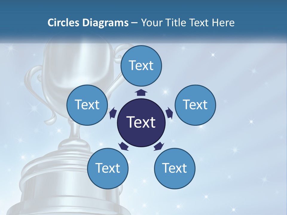 A Silver Trophy On A Blue Background With Stars PowerPoint Template