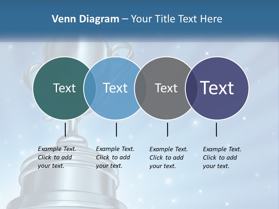 A Silver Trophy On A Blue Background With Stars PowerPoint Template