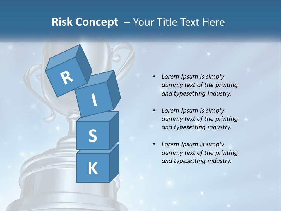 A Silver Trophy On A Blue Background With Stars PowerPoint Template
