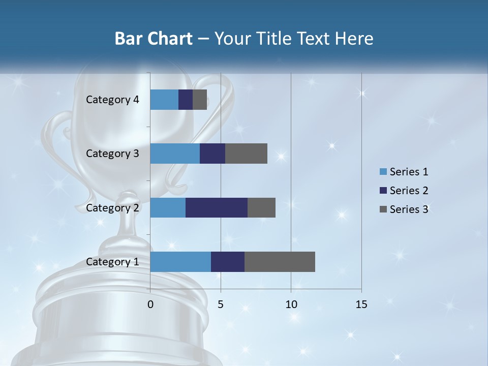 A Silver Trophy On A Blue Background With Stars PowerPoint Template