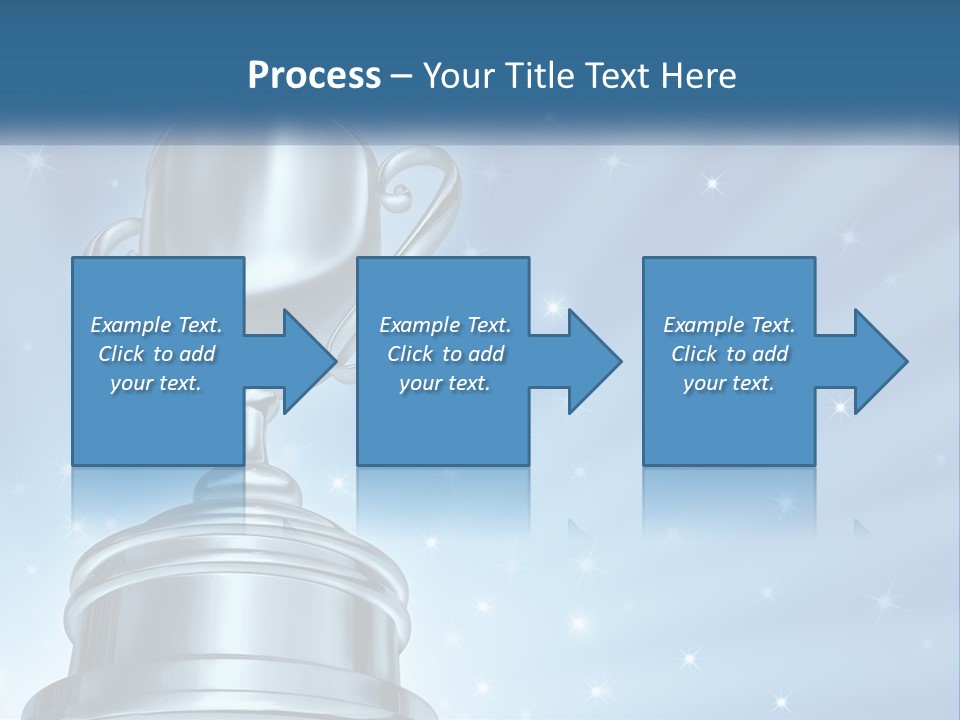 A Silver Trophy On A Blue Background With Stars PowerPoint Template