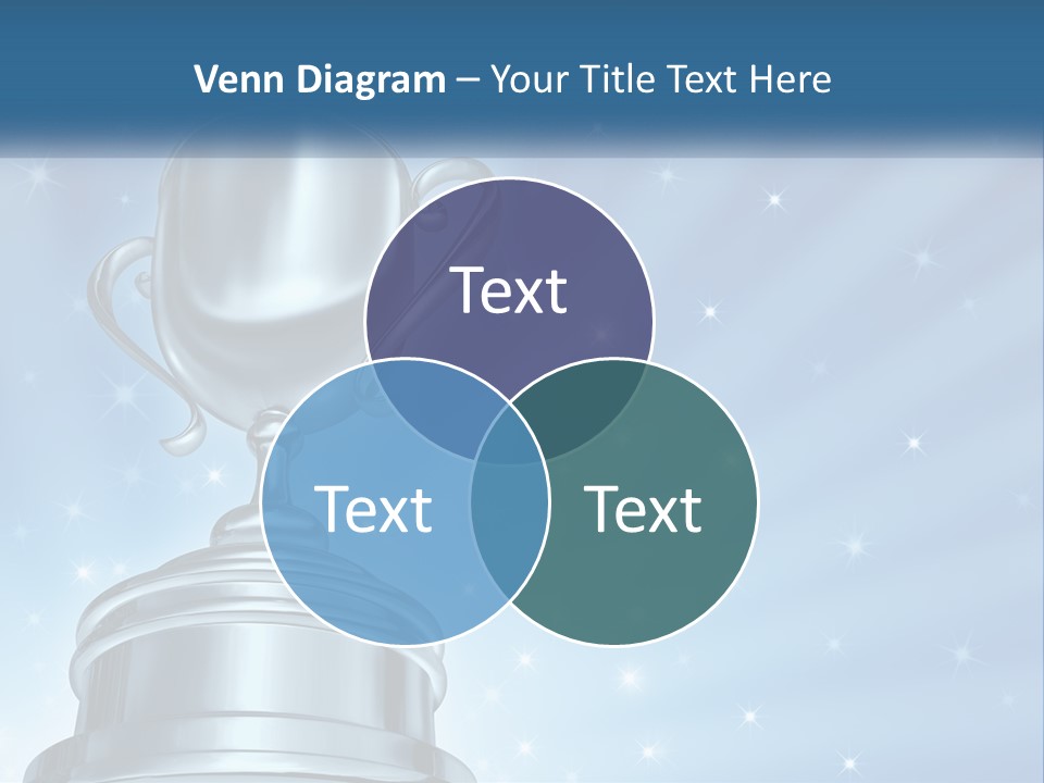 A Silver Trophy On A Blue Background With Stars PowerPoint Template