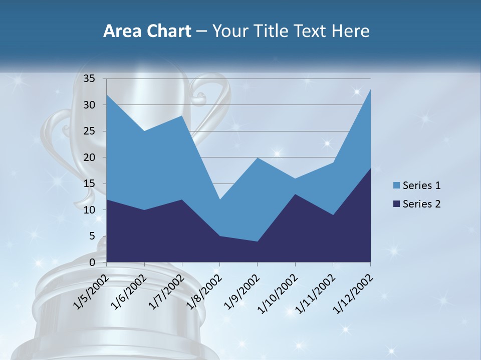 A Silver Trophy On A Blue Background With Stars PowerPoint Template