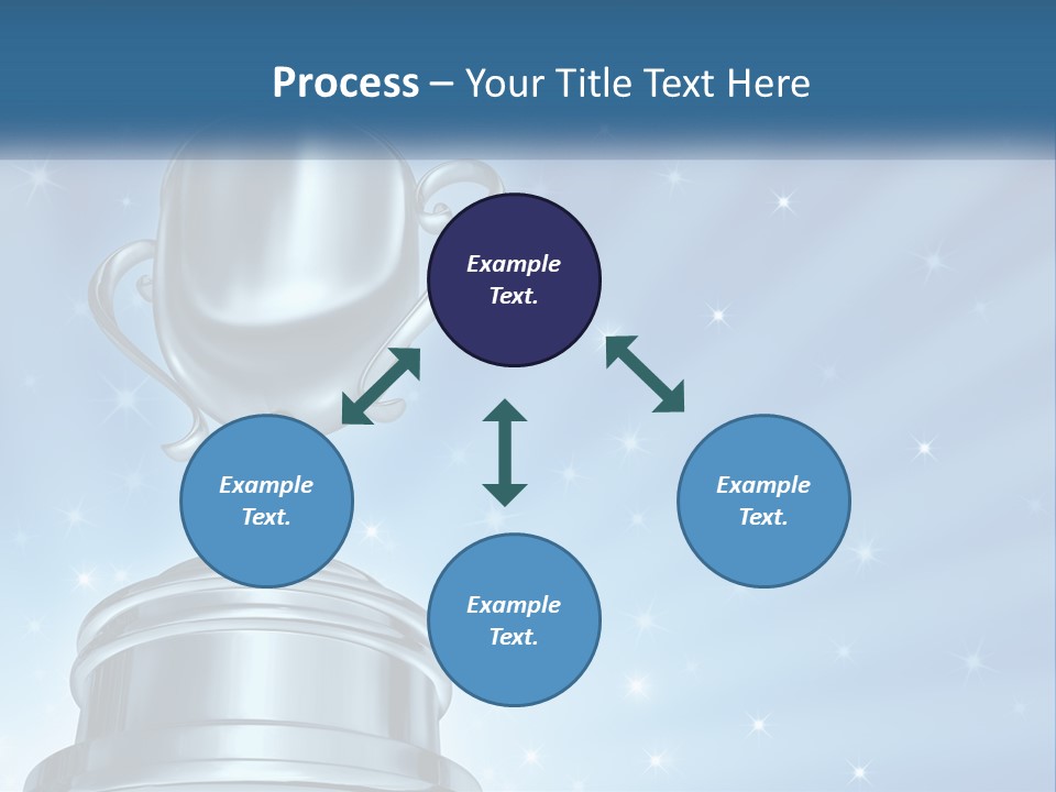 A Silver Trophy On A Blue Background With Stars PowerPoint Template
