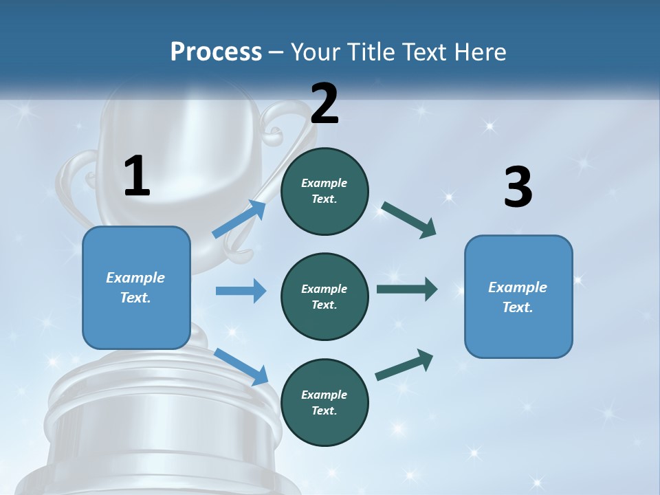 A Silver Trophy On A Blue Background With Stars PowerPoint Template