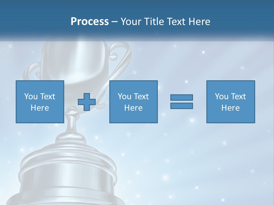 A Silver Trophy On A Blue Background With Stars PowerPoint Template