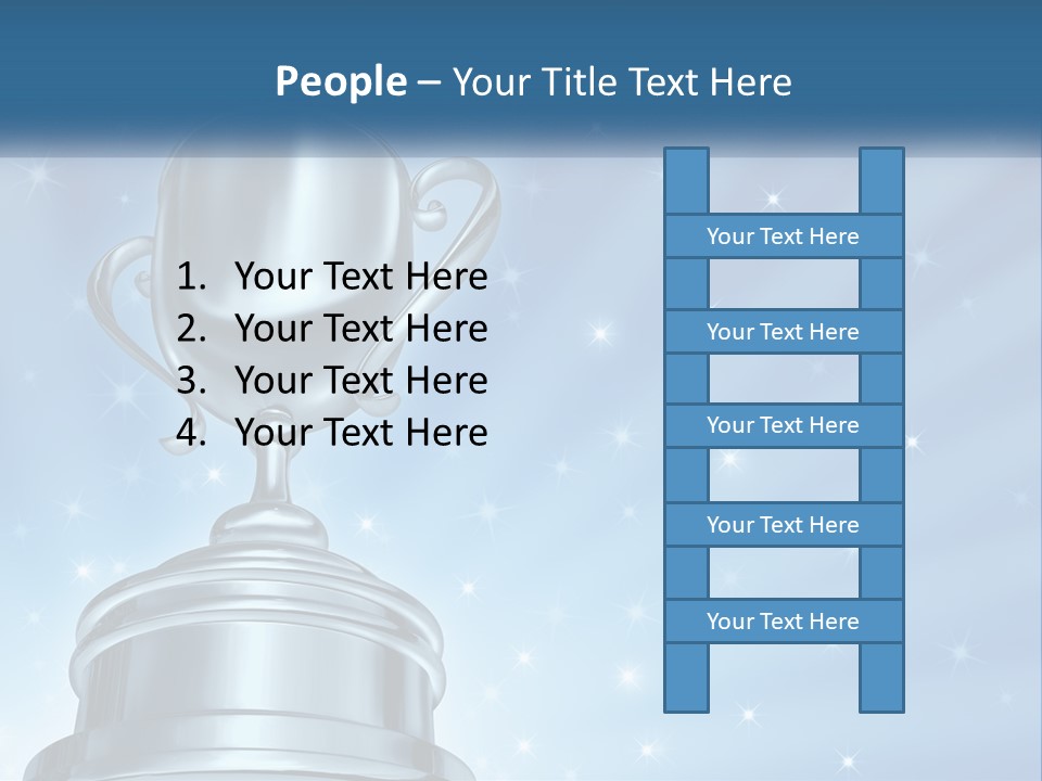 A Silver Trophy On A Blue Background With Stars PowerPoint Template