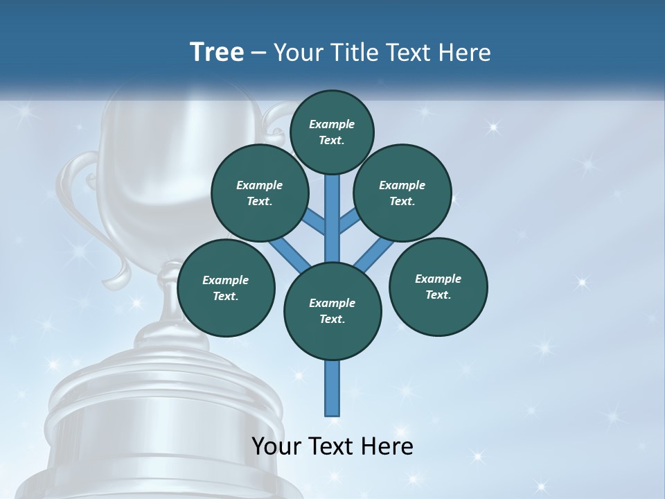 A Silver Trophy On A Blue Background With Stars PowerPoint Template