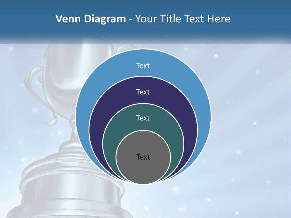 A Silver Trophy On A Blue Background With Stars PowerPoint Template