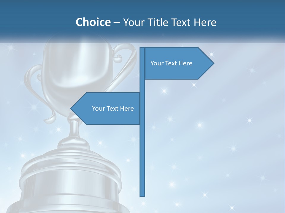 A Silver Trophy On A Blue Background With Stars PowerPoint Template