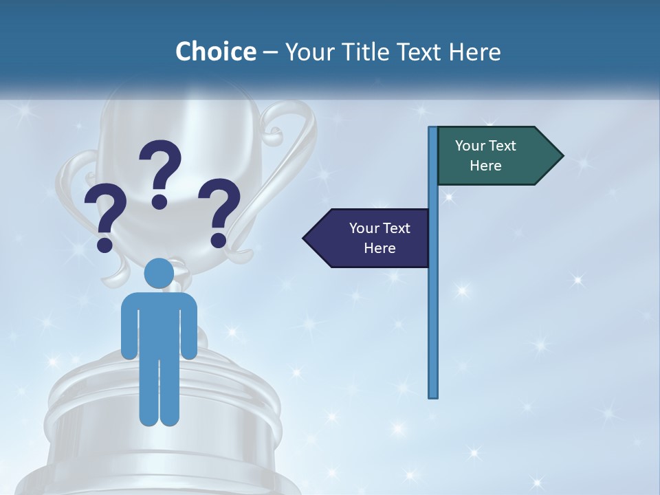 A Silver Trophy On A Blue Background With Stars PowerPoint Template