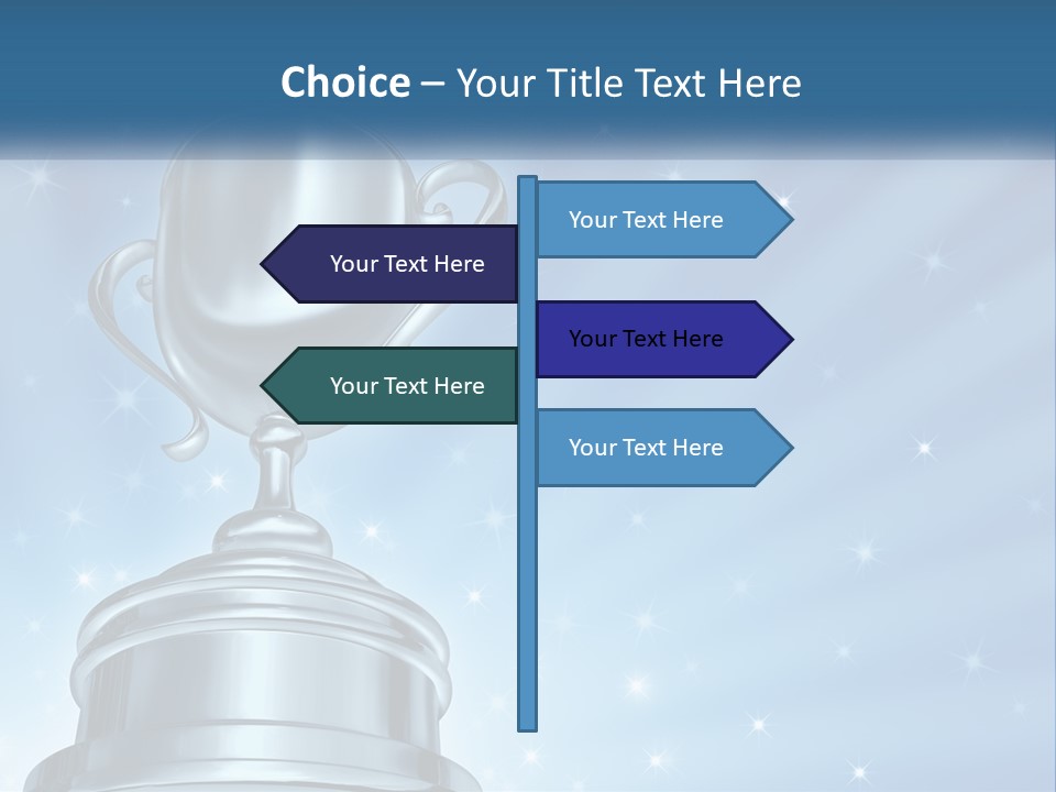 A Silver Trophy On A Blue Background With Stars PowerPoint Template