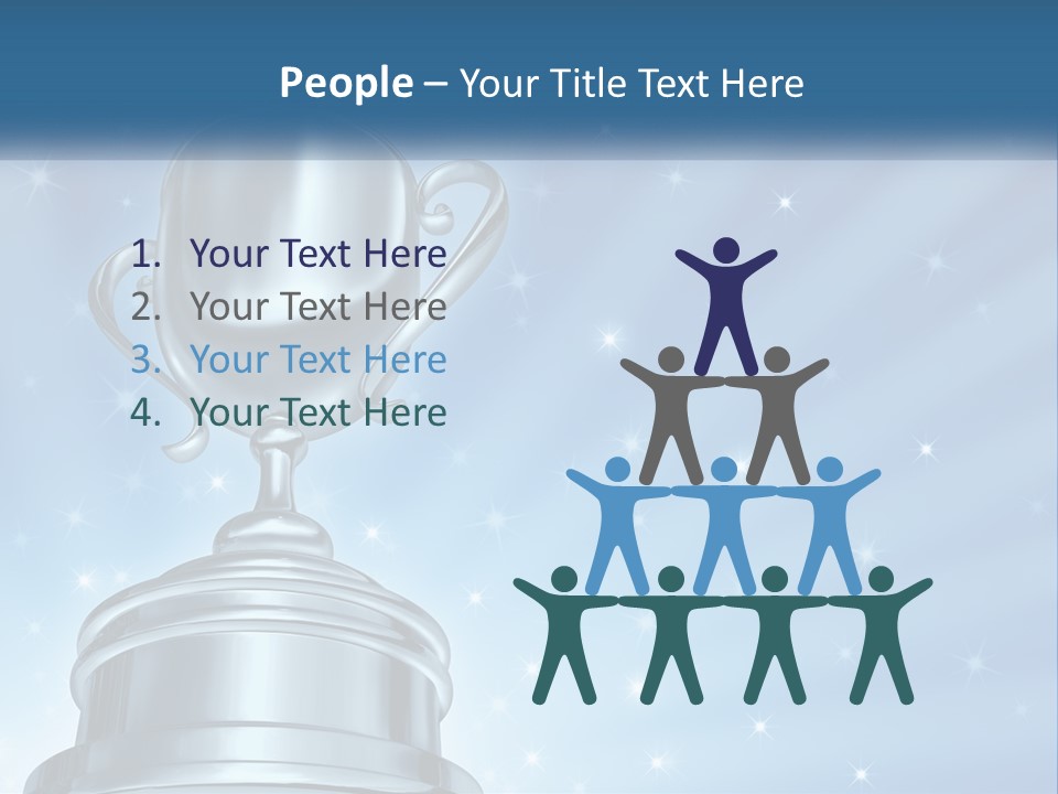 A Silver Trophy On A Blue Background With Stars PowerPoint Template