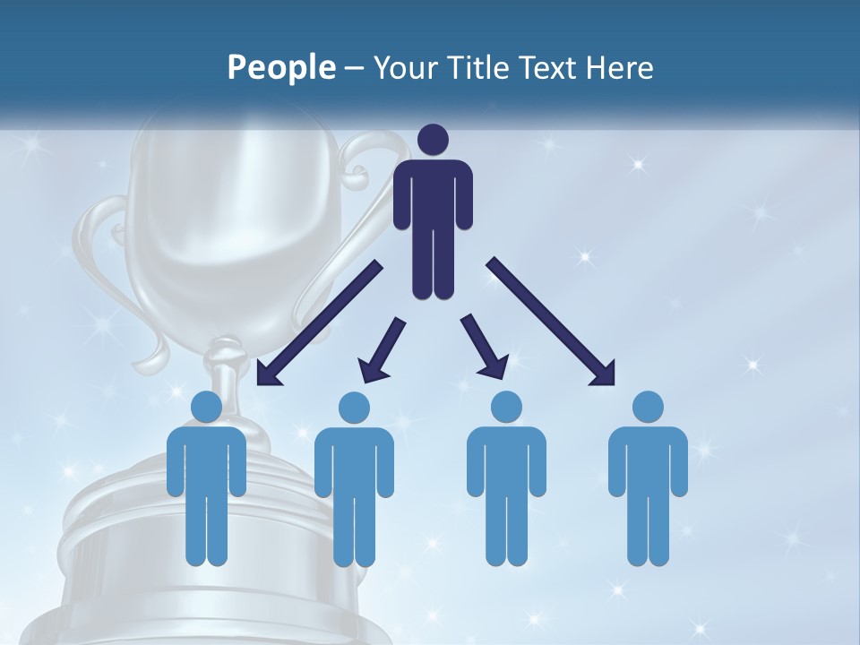 A Silver Trophy On A Blue Background With Stars PowerPoint Template