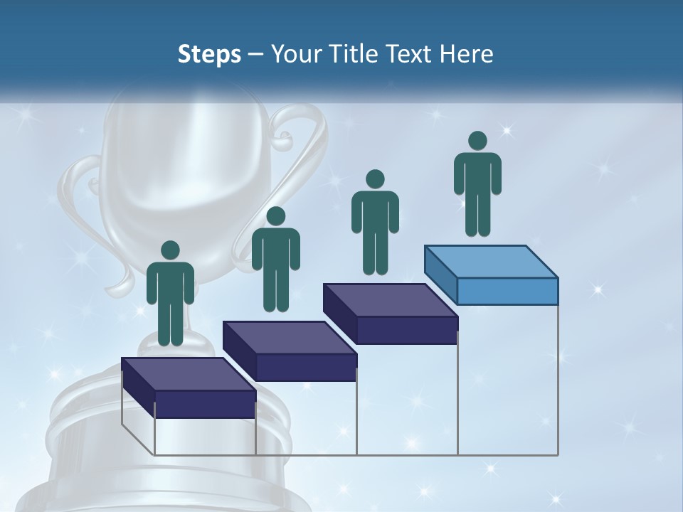 A Silver Trophy On A Blue Background With Stars PowerPoint Template