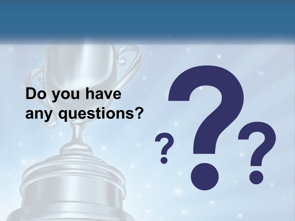 A Silver Trophy On A Blue Background With Stars PowerPoint Template