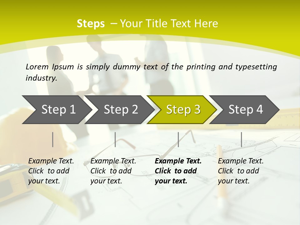 A Group Of People Standing Around A Table With Blueprint PowerPoint Template