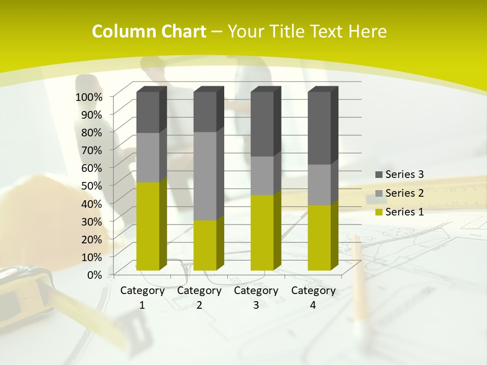 A Group Of People Standing Around A Table With Blueprint PowerPoint Template