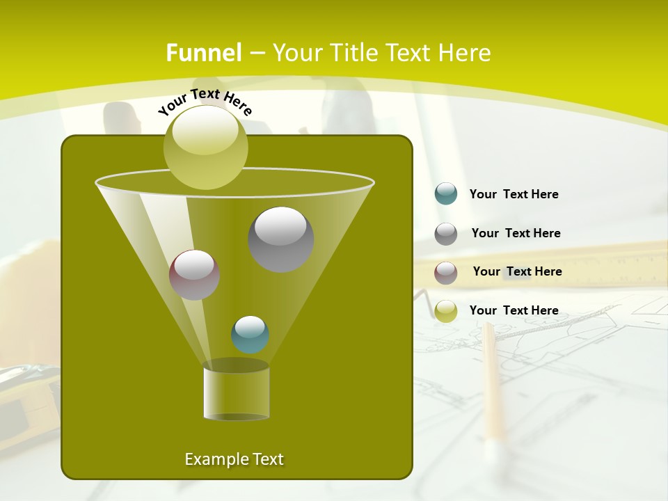 A Group Of People Standing Around A Table With Blueprint PowerPoint Template