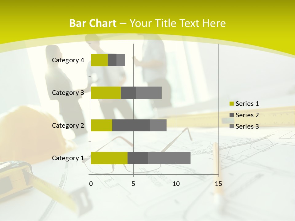 A Group Of People Standing Around A Table With Blueprint PowerPoint Template