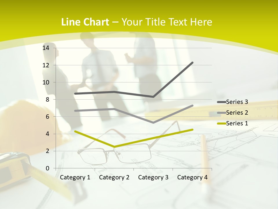 A Group Of People Standing Around A Table With Blueprint PowerPoint Template