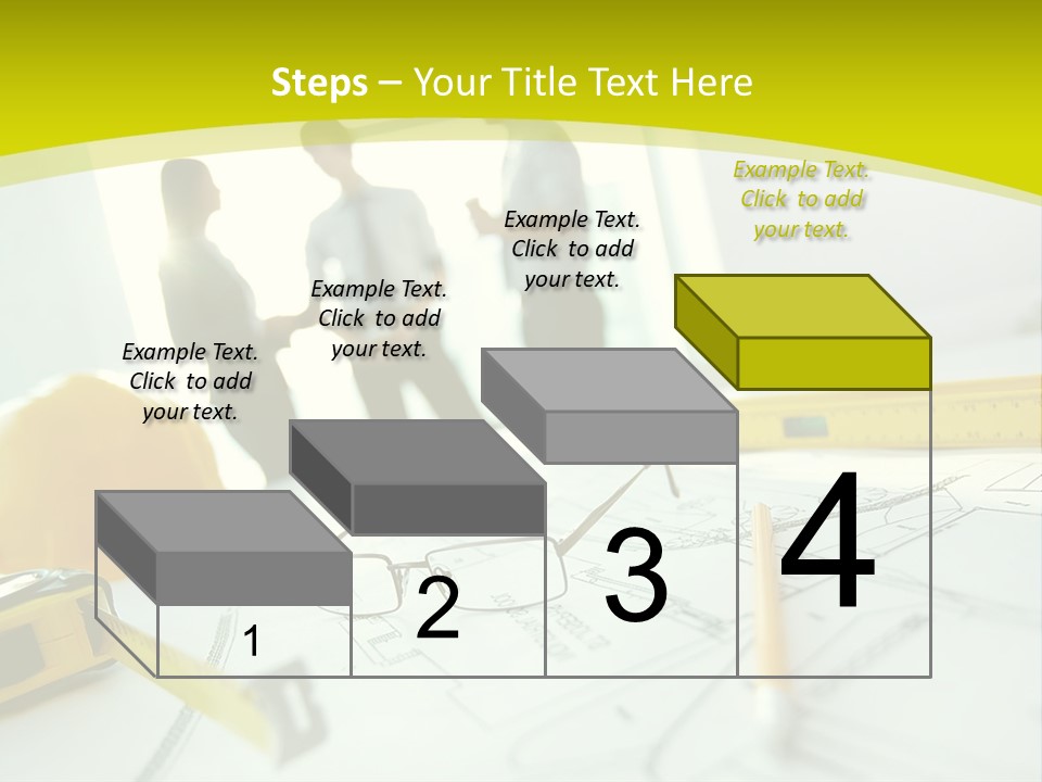 A Group Of People Standing Around A Table With Blueprint PowerPoint Template