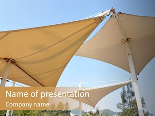 A Group Of Umbrellas With A Blue Sky In The Background PowerPoint Template