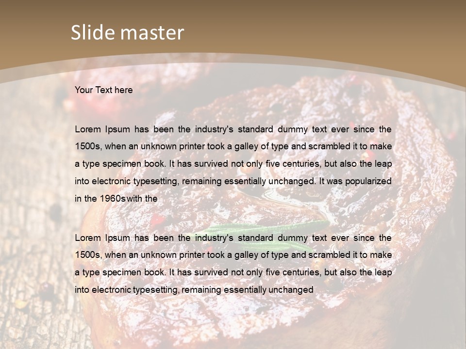 Two Steaks On A Cutting Board With Parsley PowerPoint Template