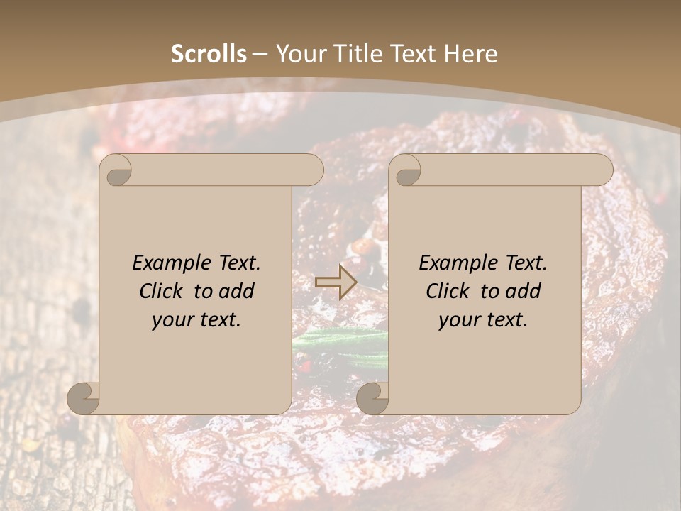 Two Steaks On A Cutting Board With Parsley PowerPoint Template