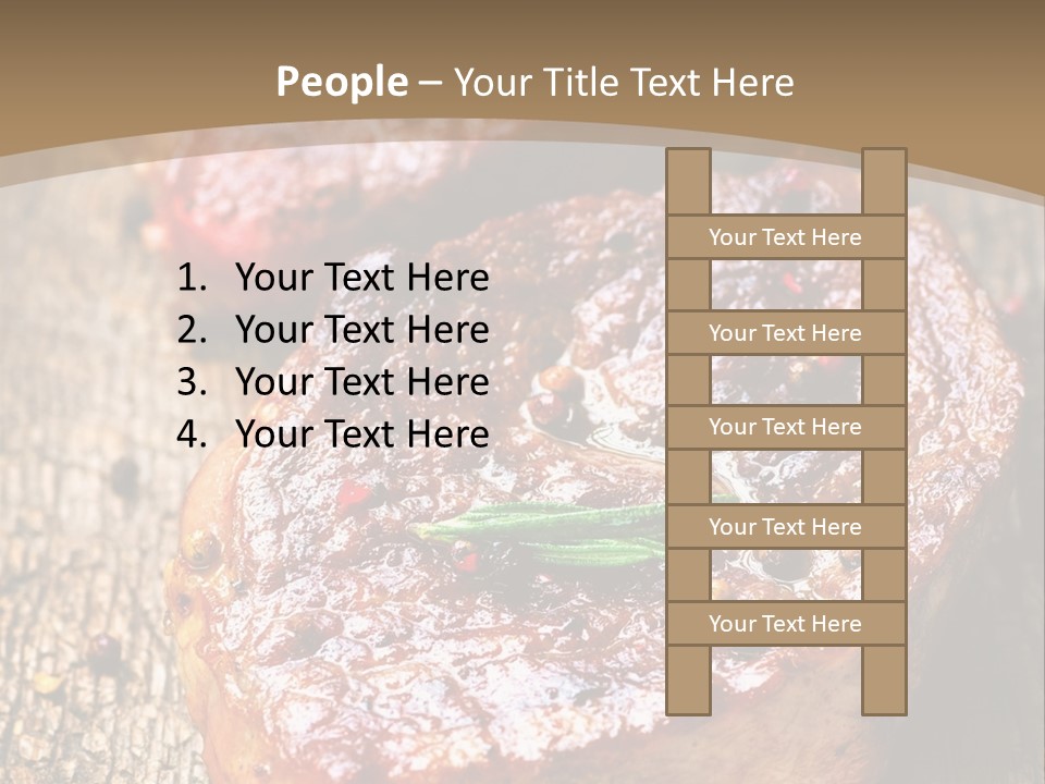 Two Steaks On A Cutting Board With Parsley PowerPoint Template