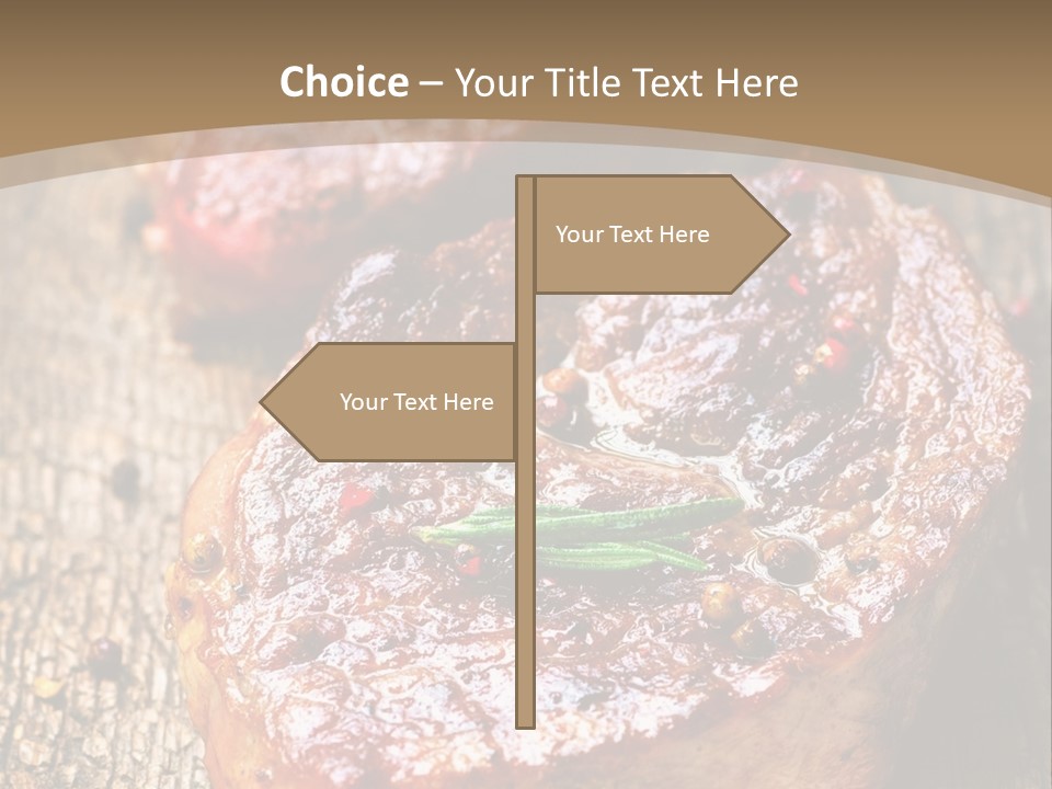 Two Steaks On A Cutting Board With Parsley PowerPoint Template