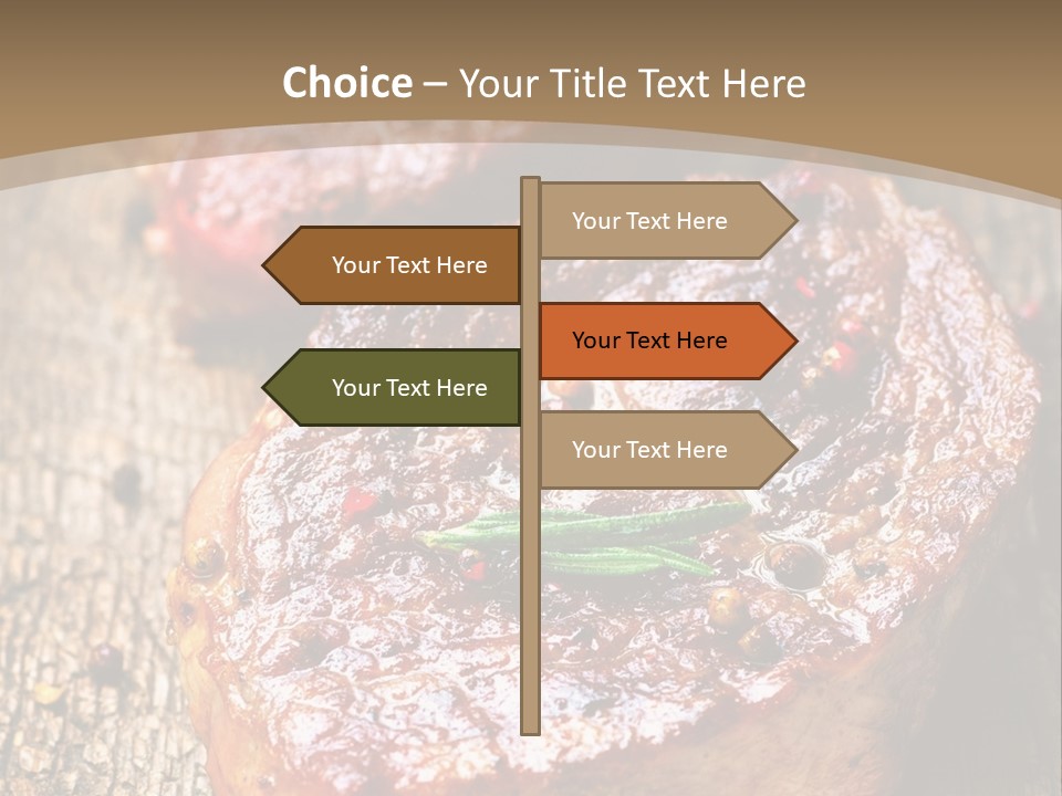 Two Steaks On A Cutting Board With Parsley PowerPoint Template