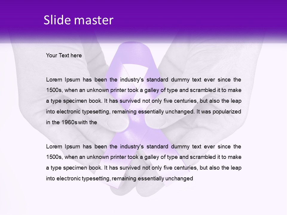 A Person Holding A Purple Ribbon In Their Hands PowerPoint Template